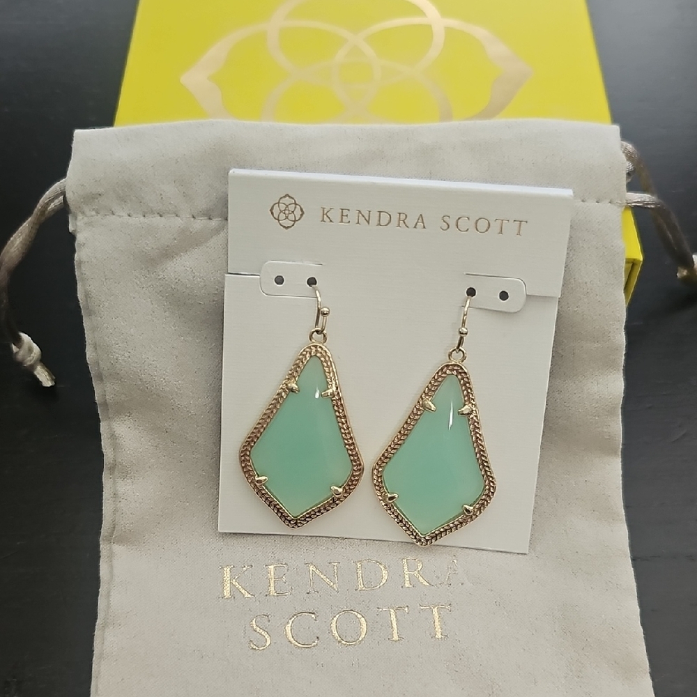 Kendra Scott Gold and Mint Green Earrings